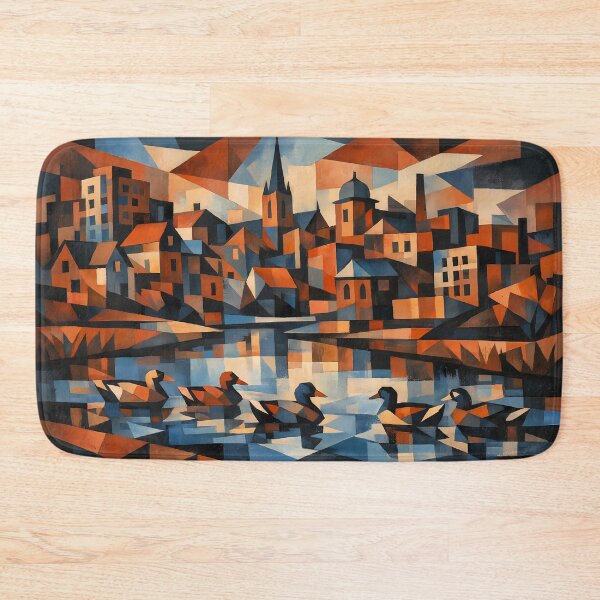 Item preview, Geometric Cityscape with Ducks designed and sold by cuprum.