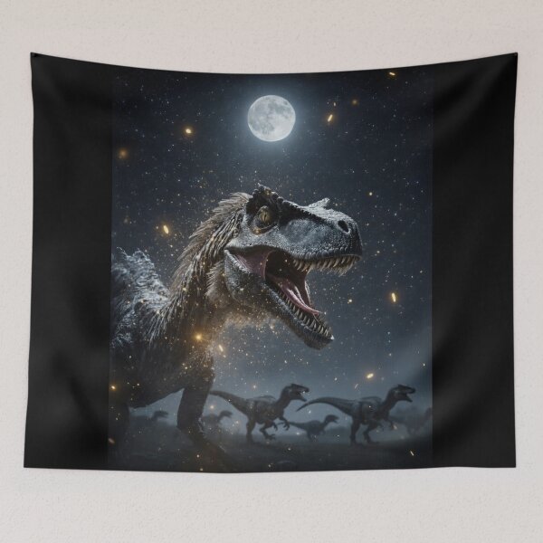 Item preview, Velociraptor Roaring Moonlit Starry Night Dinosaur Pack   designed and sold by Syrupulse.