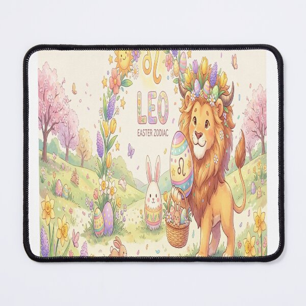 Item preview, Easter Leo Zodiac Lion: Majestic Lion with Floral Mane & Easter Eggs Art designed and sold by ClaussShop.
