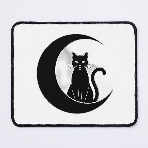 Item preview, Mystical Black Cat Crescent Moon Sigil designed and sold by IllumeInk.