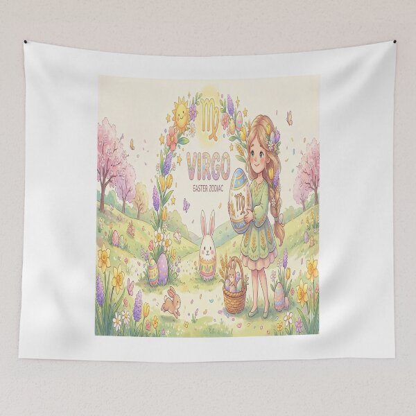 Item preview, Easter Virgo Zodiac Maiden: Gentle Maiden with Virgo Egg & Wheat Art designed and sold by ClaussShop.