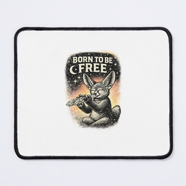 Item preview, BORN TO BE FREE - Linocut Print Fennec Fox Design designed and sold by sabily.
