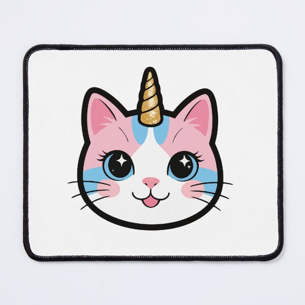 Item preview, Kawaii Caticorn Design - Pink and Blue Unicorn Cat with Gold Glitter Horn designed and sold by Liberty4Punk.