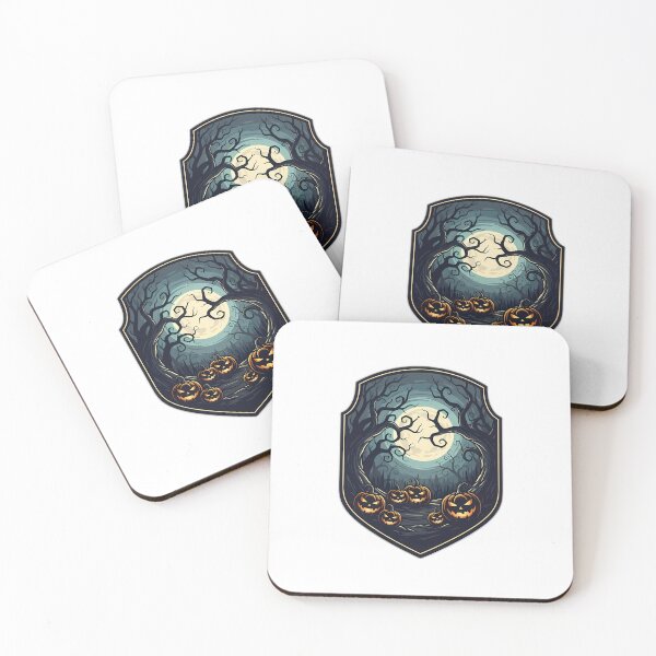 Item preview, Spooky Moonlit Forest Pumpkins Emblem designed and sold by IllumeInk.