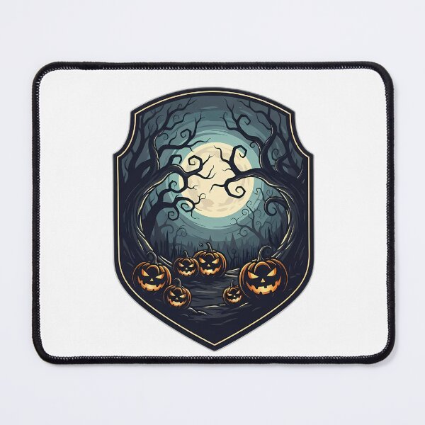 Item preview, Spooky Moonlit Forest Pumpkins Emblem designed and sold by IllumeInk.