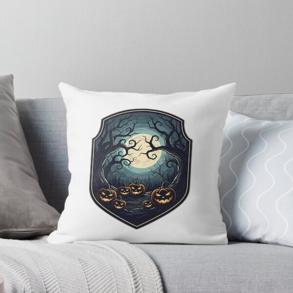 Item preview, Spooky Moonlit Forest Pumpkins Emblem designed and sold by IllumeInk.