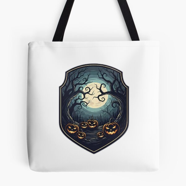 Item preview, Spooky Moonlit Forest Pumpkins Emblem designed and sold by IllumeInk.