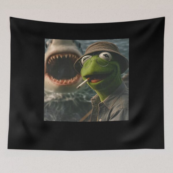 Item preview, Smoking Frog with Shark Attack Meme  designed and sold by Hedoraxe.