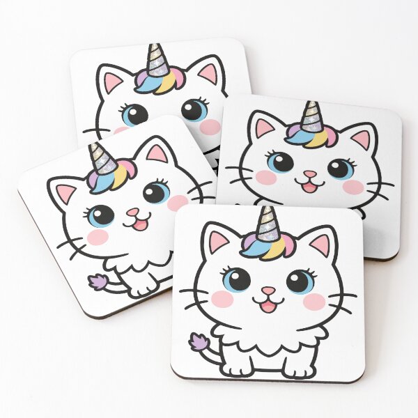 Item preview, Copy of Kawaii Caticorn Design - Pink and Blue Unicorn Cat with Gold Glitter Horn designed and sold by Liberty4Punk.