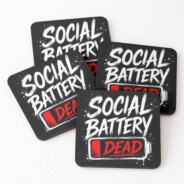 Item preview, Social Battery Dead Funny Introvert Quote Typography Design designed and sold by SzyMazDesign.