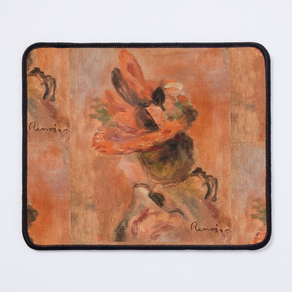 Item preview, Womans Head With Red Hat by Pierre-Auguste Renoir: Warm Impressionist Floral Study designed and sold by artofuniverse.
