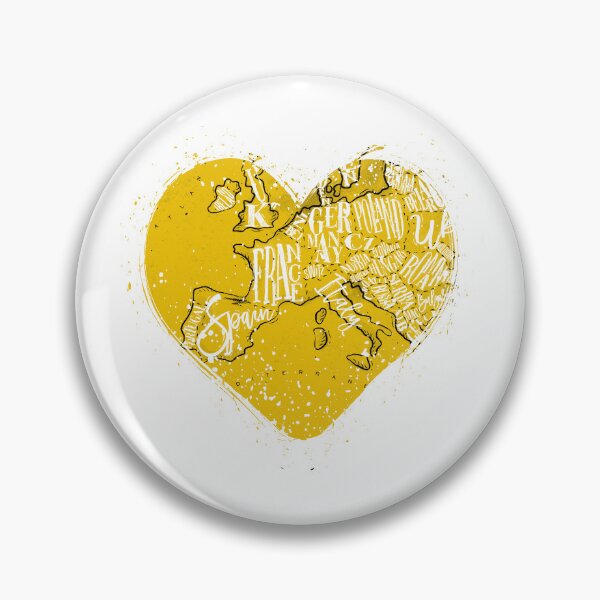 Item preview, Love Europe: Yellow Hand-drawn Europe Map, Heart designed and sold by Deranged Orange.