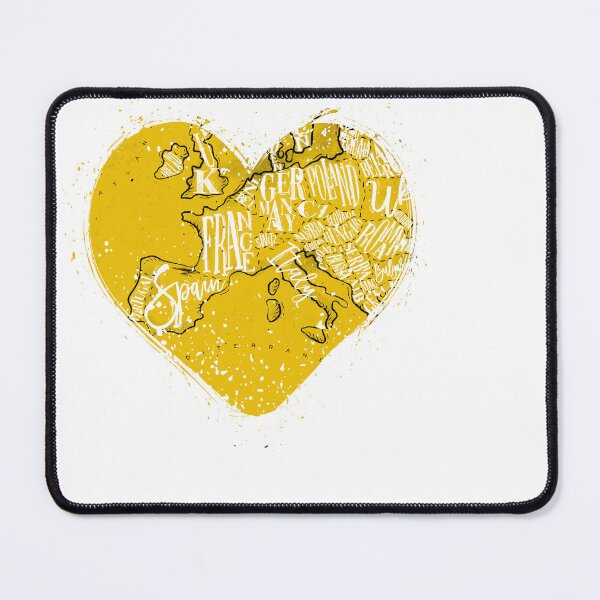 Item preview, Love Europe: Yellow Hand-drawn Europe Map, Heart designed and sold by Deranged Orange.