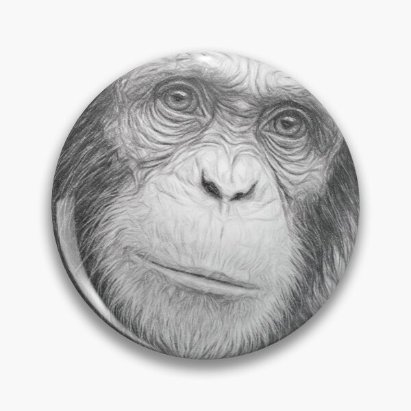 Item preview, Black and White Monkey Pencil Sketch Portrait | Realistic Primate Drawing | Monochrome Animal Art designed and sold by Leon Woods Pencil Art.