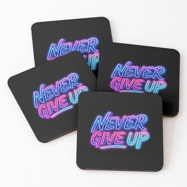 Item preview, Never Give Up - Vibrant Neon Retrowave Typography designed and sold by RakyLaky.