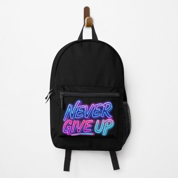 Item preview, Never Give Up - Vibrant Neon Retrowave Typography designed and sold by RakyLaky.