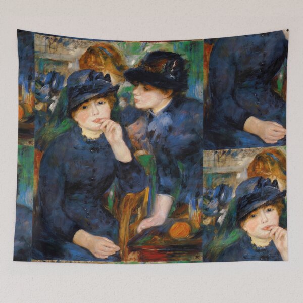 Item preview, Womans Head With Red Hat by Pierre-Auguste Renoir: Warm Impressionist Floral Study designed and sold by artofuniverse.
