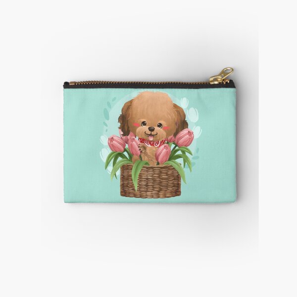 Item preview, Brown Poodle Inside the Tulip Flowers Basket designed and sold by Khotekmei.