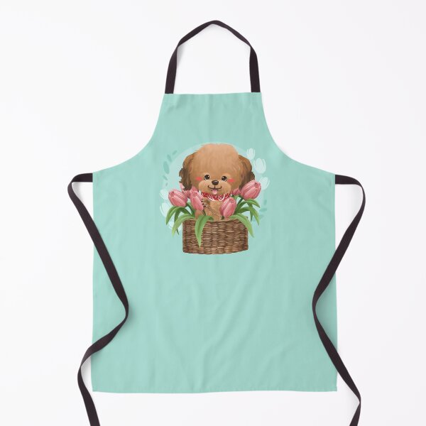 Item preview, Brown Poodle Inside the Tulip Flowers Basket designed and sold by Khotekmei.