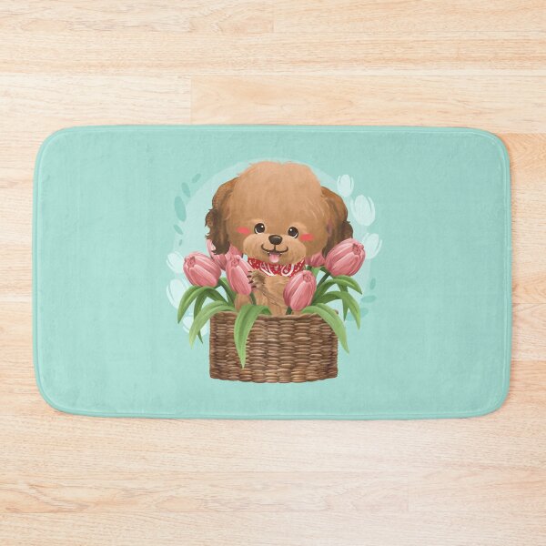 Item preview, Brown Poodle Inside the Tulip Flowers Basket designed and sold by Khotekmei.