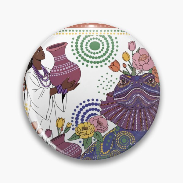 Item preview, Woman with a lizard in the style of aboriginal art designed and sold by Stellar Geometry.