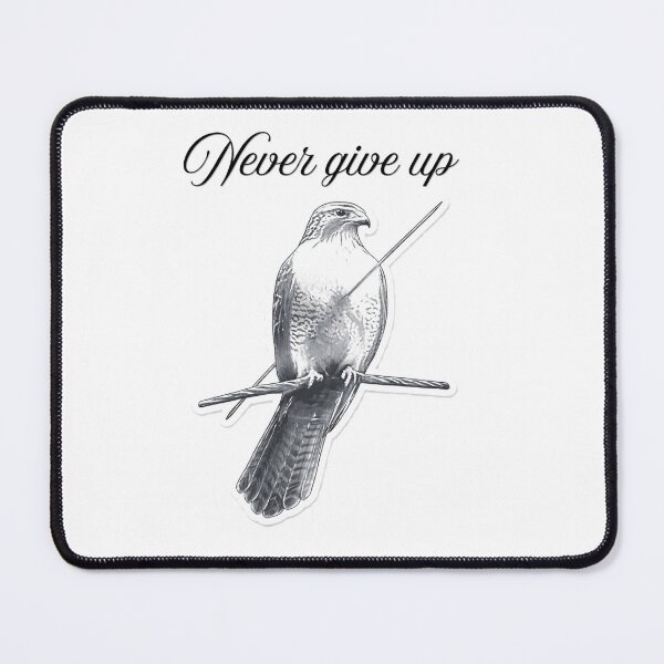Item preview, Never Give Up Bird Sticker | Motivational Quote Aesthetic Falcon Hawk Art designed and sold by ClickToSticker.