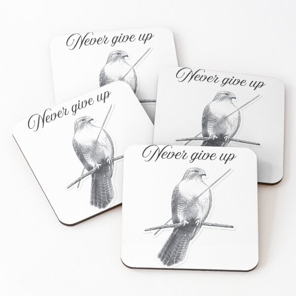 Item preview, Never Give Up Bird Sticker | Motivational Quote Aesthetic Falcon Hawk Art designed and sold by ClickToSticker.