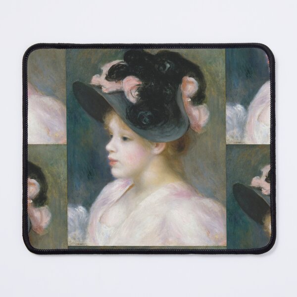 Item preview, Young Girl in a Pink and Black Hat by Pierre-Auguste Renoir: Romantic Portrait Poster designed and sold by artofuniverse.