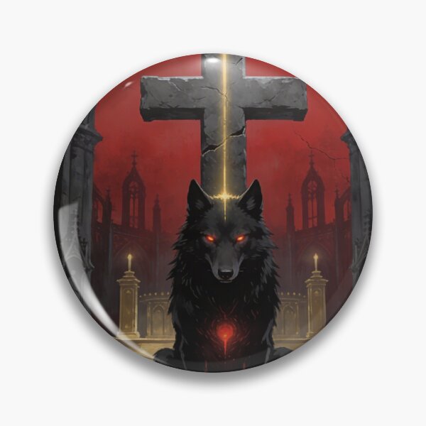 Item preview, Dark Sacred Wolf Stands Before Headless Cathedral Cross designed and sold by GeoWhimsy Studio.