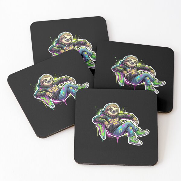 Item preview, Slow Mo Sloth Streetwear Graffiti Style Neon Urban Sticker Design designed and sold by PLUSHIWORLDtm.
