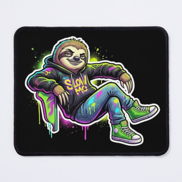 Item preview, Slow Mo Sloth Streetwear Graffiti Style Neon Urban Sticker Design designed and sold by PLUSHIWORLDtm.