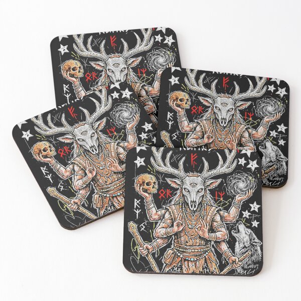 Item preview, Mystical Deer Skull Runes Wolf Stars Dark  designed and sold by graphixpolash.