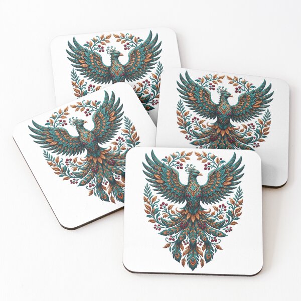 Item preview, green retro floral mystical phoenix bird designed and sold by ArtivioShop.