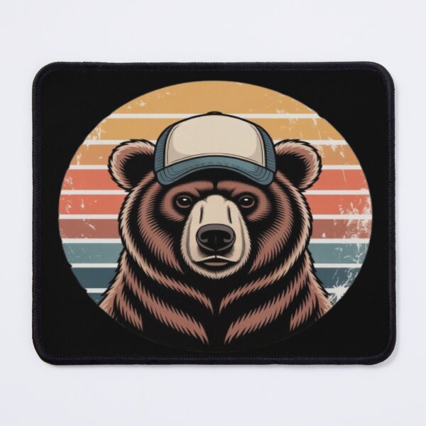 Item preview, Cool Bear with Cap Retro Sunset designed and sold by DailySparks.