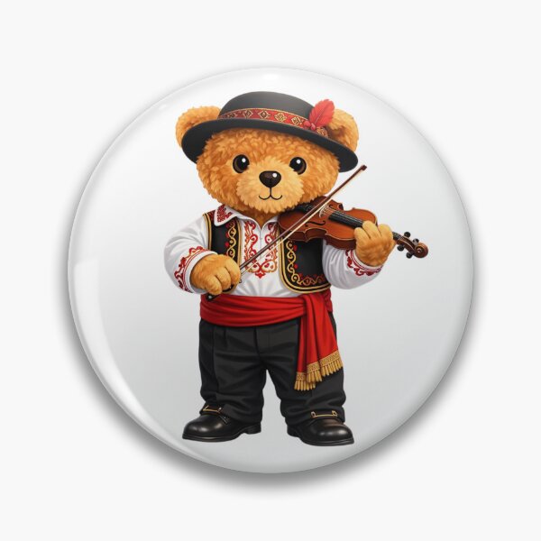 Item preview, Sophisticated Teddy Bear Musician with Violin and Tan Fedora designed and sold by CuteBear87.