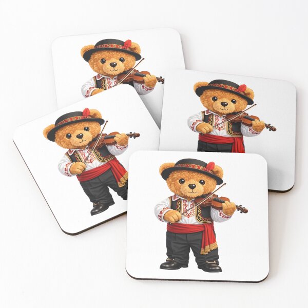 Item preview, Sophisticated Teddy Bear Musician with Violin and Tan Fedora designed and sold by CuteBear87.