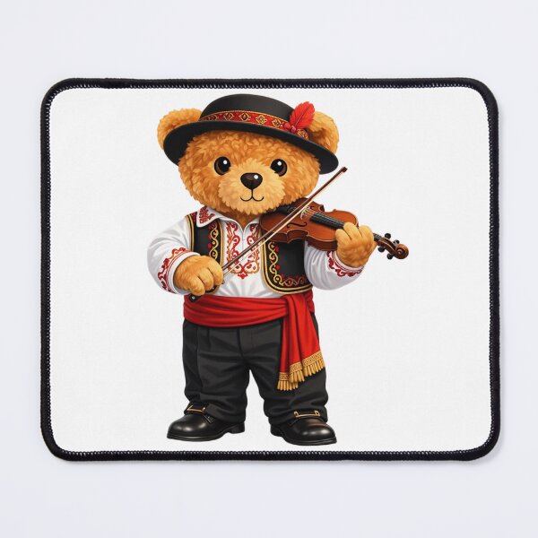 Item preview, Sophisticated Teddy Bear Musician with Violin and Tan Fedora designed and sold by CuteBear87.