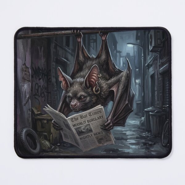 Item preview, Urban Bat Reading Newspaper Illustration - Gritty British Street Art Aesthetic designed and sold by Englandbear.