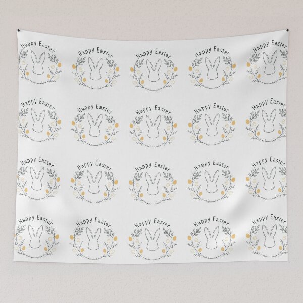 Item preview, Aesthetic Bunny Line Art with Leaves & Eggs – Minimalist Boho Easter Design designed and sold by Xatutik.art.