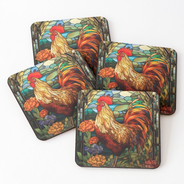 Item preview, Rooster Stained Glass Art designed and sold by pinkal.