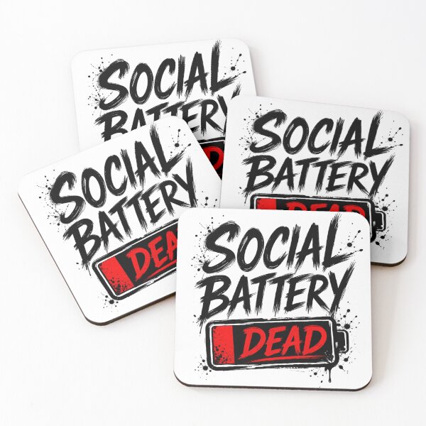 Item preview, Social Battery Dead Funny Introvert Quote Typography Design designed and sold by SzyMazDesign.