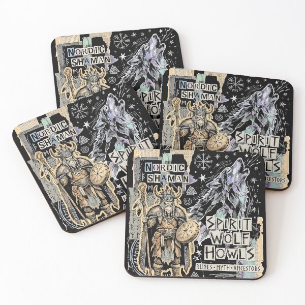 Item preview, Nordic Shaman Wolf Spirit Runes Myth Ancestors Dark  designed and sold by graphixpolash.