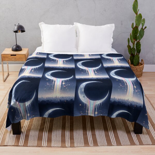 Item preview, Melting Pastel Rainbow Moon Over Dark Cityscape designed and sold by Itsheartshop.