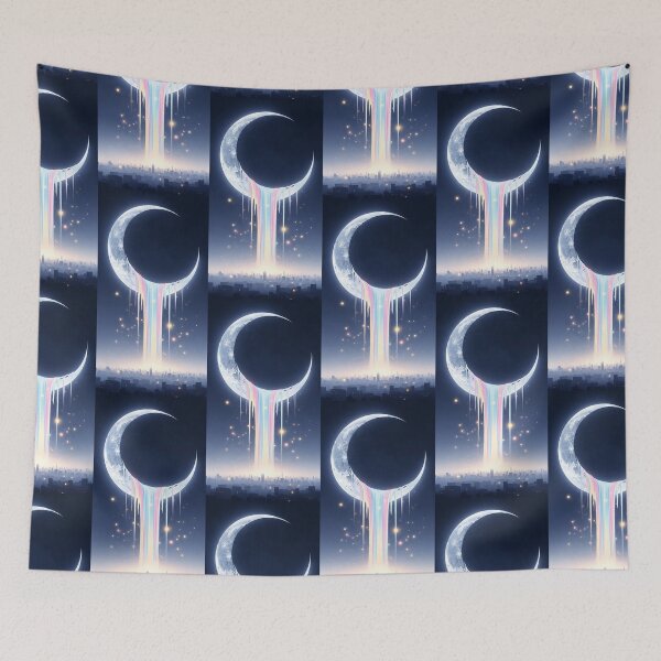 Item preview, Melting Pastel Rainbow Moon Over Dark Cityscape designed and sold by Itsheartshop.
