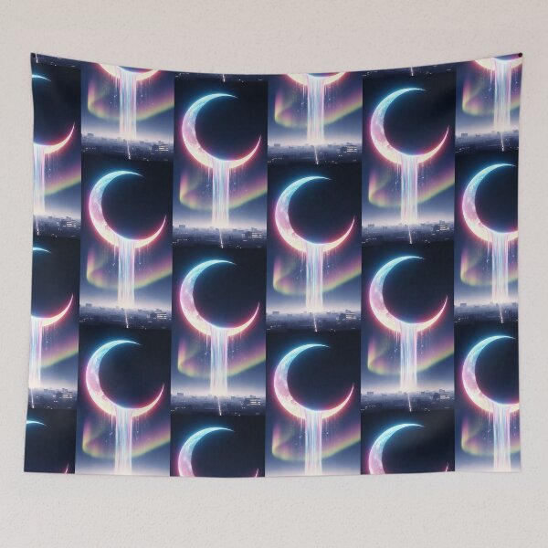 Item preview, Melting Rainbow Moon Over Dark Cityscape designed and sold by Itsheartshop.