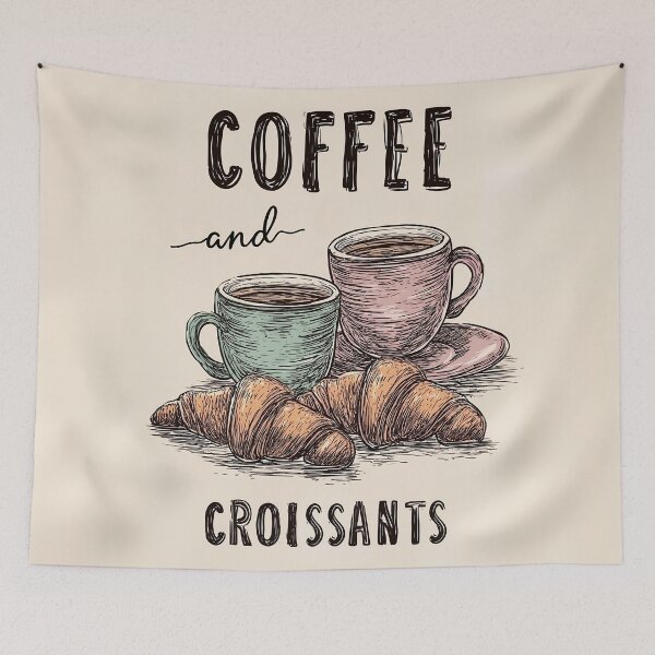 Item preview, Coffee And Croissants Cozy Breakfast  designed and sold by RebenCantik.