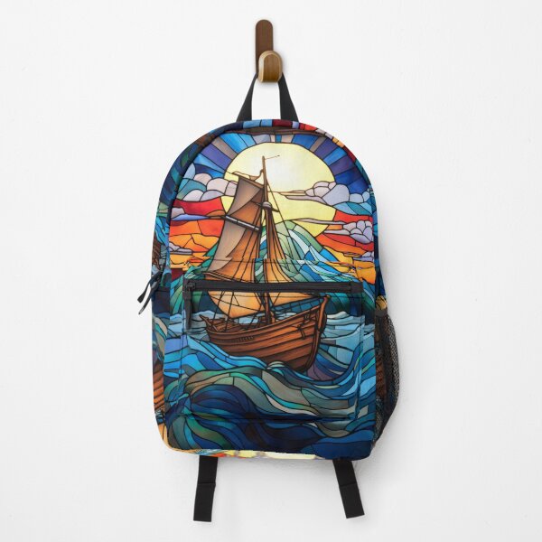 Item preview, Sailing Ship at Sunset Stained Glass designed and sold by pinkal.