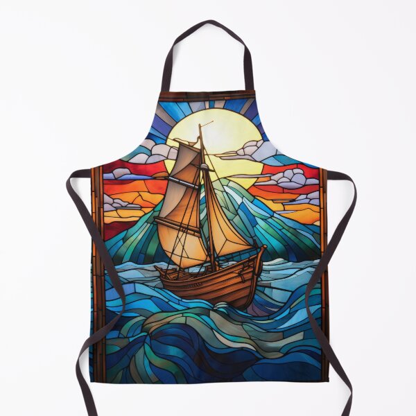 Item preview, Sailing Ship at Sunset Stained Glass designed and sold by pinkal.