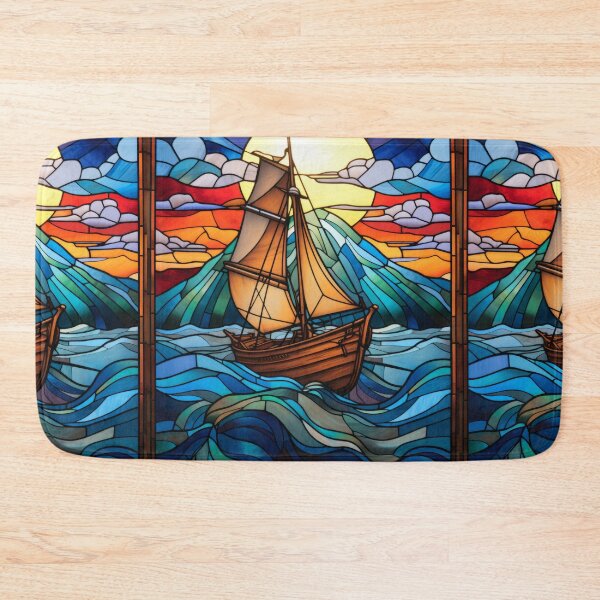 Item preview, Sailing Ship at Sunset Stained Glass  designed and sold by pinkal.