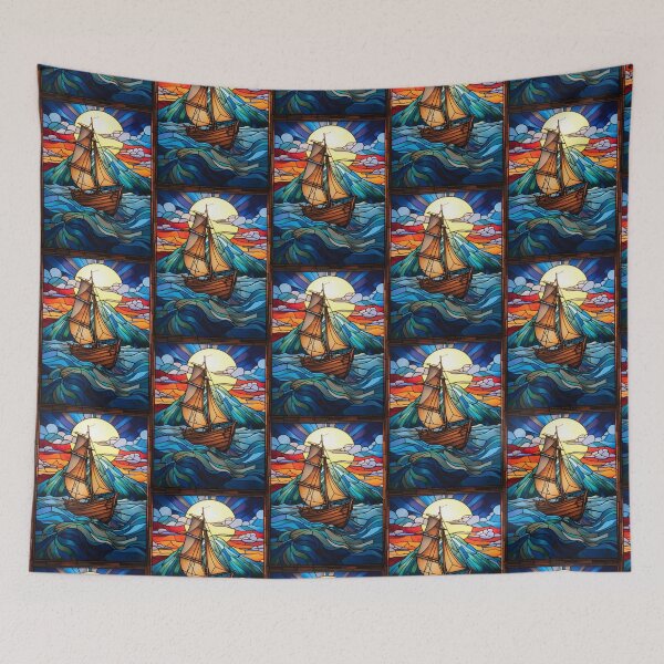 Item preview, Sailing Ship at Sunset Stained Glass  designed and sold by pinkal.